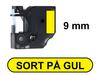 Dymo D1 40918 9mm X 7m Sort på Gul label (kompatibel)