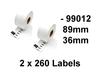 Dymo 99012 Adresseetiketter 89mm*36mm 260*2 labels kompatibel
