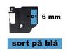 Dymo D1 43616 6mm x 7m Sort på Blå label (kompatibel)