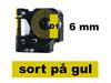 Dymo D1 43618 6mm x 7m Sort på Gul label (kompatibel)