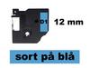 Dymo D1 45016 12mm x 7m Sort på Blå label (kompatibel)